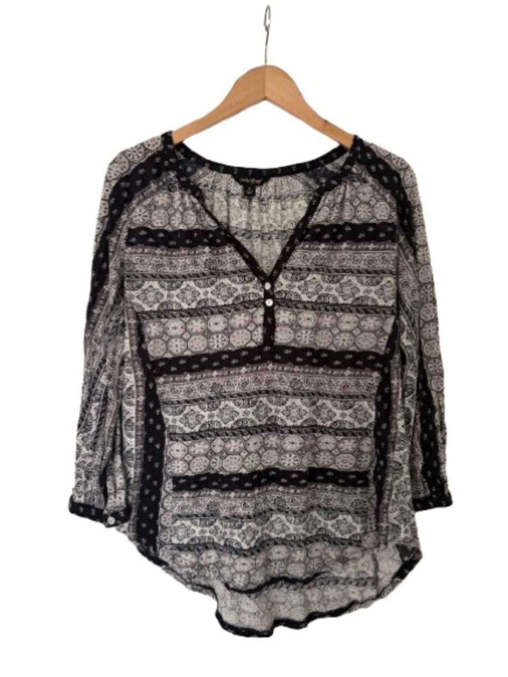 Lucky Brand Black and White Printed  Blouse Small